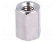 Screwed spacer sleeve; 7mm; Int.thread: M3; hexagonal; brass DREMEC