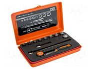 Wrench-set; 6-angles,socket spanner; Mounting: 1/4"; 12pcs. BAHCO