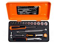 Wrench-set; 6-angles,socket spanner; Mounting: 1/4"; 20pcs. BAHCO