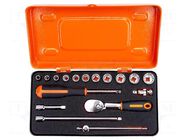 Wrench-set; 12-angles,socket spanner; Mounting: 1/4"; 17pcs. BAHCO
