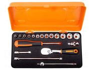 Wrench-set; 6-angles,socket spanner; Mounting: 1/4"; 19pcs. BAHCO