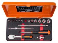 Wrench-set; 6-angles,socket spanner; Mounting: 1/4"; 17pcs. BAHCO