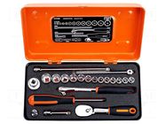 Wrench-set; 6-angles,socket spanner; Mounting: 1/4"; 21pcs. BAHCO