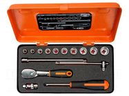 Wrench-set; 12-angles,socket spanner; Mounting: 1/4"; 15pcs. BAHCO