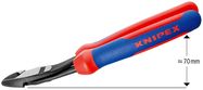KNIPEX 74 22 200 High Leverage Diagonal Cutter with multi-component grips black atramentized 200 mm