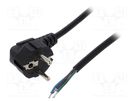 Cable; 3x0.5mm2; CEE 7/7 (E/F) plug angled,wires; PVC; 1.5m; 10A AKYGA