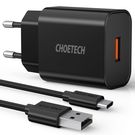 Choetech quick charger Quick Charge 3.0 18W 3A + USB cable - USB Type C 1m black (Q5003), Choetech