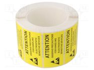 Self-adhesive label; ESD; 38x75mm; 1000pcs; reel; yellow-black STATICTEC