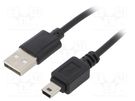 Cable; USB 2.0; USB A plug,USB B mini plug; nickel plated; 1.8m AKYGA