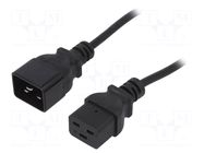 Cable; 3x1mm2; IEC C19 female,IEC C20 male; PVC; 1.8m; black; 16A AKYGA