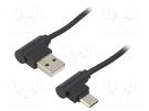 Cable; USB 2.0; USB A angled plug,USB C angled plug; 1m QOLTEC