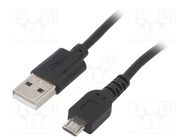 Cable; USB 2.0; USB A plug,USB B micro plug; nickel plated; 0.6m AKYGA