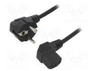 Cable; 3x0.5mm2; CEE 7/7 (E/F) plug angled,IEC C13 female 90° AKYGA