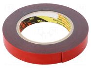 Tape: fixing; W: 19mm; L: 5.5m; Thk: 1.1mm; acrylic; dark grey 3M