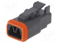 Connector: wire-wire; plug; female; DT; for cable; PIN: 2; black DEUTSCH