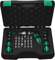 7445/46/47 Kraftform torque screwdriver set 2.5-55.0 in.lbs., 1 x 7445x2.5-11.5; 1 x 7446x11.0-29.0; 1 x 7447x25.0-55.0; 1 x TX 6x25; 1 x TX 7x25; 1 x TX 8x25; 1 x TX 9x25; 1 x TX 10x25; 1 x TX 15x25; 1 x TX 20x25; 1 x TX 25x25; 1 x TX 30x25; 1 x 6 IPx25;