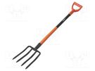 Digging fork; garden; L: 1200mm; W: 180mm; Handle mat: metal YATO