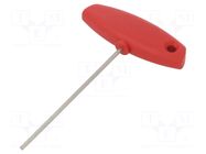 Wrench; hex key; HEX 2.5mm; Overall len: 126mm; Kind of handle: T WIHA