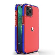 Spring Case clear TPU gel protective cover with colorful frame for iPhone 13 Pro Max dark blue, Hurtel