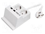 Plug socket strip: supply; white; Len: 1.5m; 50Hz; 16A; 230V PEAKTECH