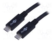 Cable; USB 3.2; USB C plug,both sides; 1m; black; 20Gbps; 100W Goobay