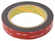 Tape: fixing; W: 19mm; L: 5.5m; Thk: 0.6mm; acrylic; 93°C,max.149°C 3M