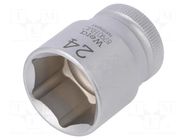 Socket; 6-angles,socket spanner; HEX 24mm; 1/2"; Zyklop WERA