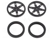 Wheel; black; Shaft: knurled; push-in,screw; Ø: 60mm; W: 8mm; 2pcs. POLOLU