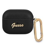 Guess GUAPSASMK AirPods Pro cover black/black Saffiano Script Metal Collection, Guess