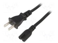Cable; 2x0.75mm2; IEC C7 female,NEMA 1-15 (A) plug; PVC; 1.8m SUNNY