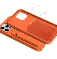 Card Case Silicone Wallet Wallet with Card Slot Documents for iPhone 12 Pro Max Orange, Hurtel