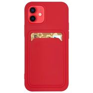 Card Case Silicone Wallet Case With Card Slot Documents For Samsung Galaxy S21 + 5G (S21 Plus 5G) Red, Hurtel