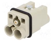 Connector: HDC; contact insert; male; 40A; 400V; Han Q; PIN: 3; 2P+PE HARTING