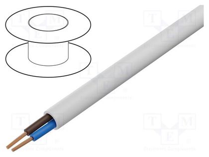 Wire; OMY; round; stranded; Cu; 2x0,5mm2; PVC; white; 300V; Class: 5 MANEX H03VV-F/2X0.50WH