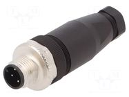 Connector: M12; plug; PIN: 4; male; straight; screw terminal; 4÷6mm WEIDMÜLLER