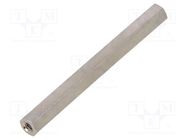 Screwed spacer sleeve; 40mm; Int.thread: M2; hexagonal; brass DREMEC