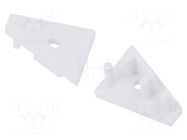 Cap for LED profiles; white; 20pcs; ABS; GEN2,with hole; CORNER10 TOPMET
