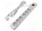 Plug socket strip: protective; Sockets: 6; 250VAC; 10A; grey ARMAC