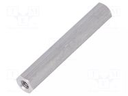 Screwed spacer sleeve; 45mm; Int.thread: M4; hexagonal; aluminium DREMEC