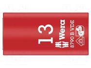 Socket; 6-angles,insulated,socket spanner; HEX 13mm; 3/8"; 1kVAC WERA