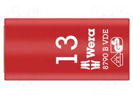 Socket; 6-angles,insulated,socket spanner; HEX 13mm; 3/8"; 1kVAC WERA