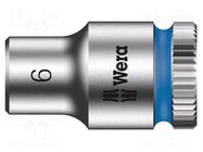 Socket; 6-angles,socket spanner; HEX 6mm; 1/4"; Zyklop WERA