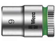 Socket; 6-angles,socket spanner; HEX 9mm; 1/4"; Zyklop WERA