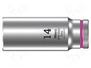 Socket; 6-angles,socket spanner; HEX 14mm; 1/4"; 8790 HMA Deep WERA