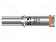 Socket; 6-angles,socket spanner; HEX 5.5mm; 1/4"; 8790 HMA Deep WERA