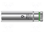 Socket; 6-angles,socket spanner; HEX 9mm; 1/4"; 8790 HMA Deep WERA