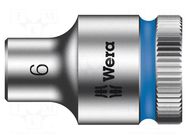 Socket; 6-angles,socket spanner; HEX 6mm; 3/8"; Zyklop WERA