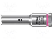 Socket; 6-angles,socket spanner; HEX 8mm; 3/8"; 8790 HMB Deep WERA