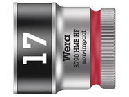 Socket; 6-angles,socket spanner; HEX 17mm; 3/8"; Zyklop WERA