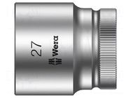 Socket; 6-angles,socket spanner; HEX 27mm; 1/2"; Zyklop WERA